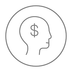 Image showing Human head with dollar symbol line icon.