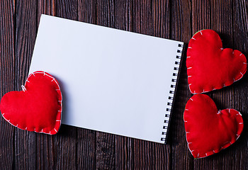 Image showing note book and hearts