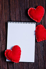 Image showing note book and hearts