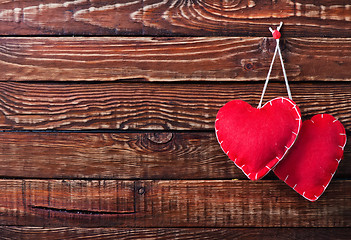 Image showing hearts on wood