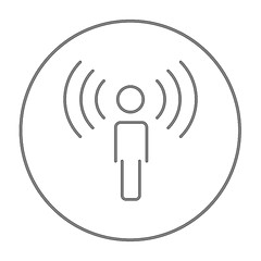 Image showing Man with soundwaves line icon.