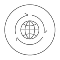 Image showing Globe with arrows line icon.