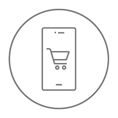 Image showing Online shopping line icon.