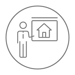 Image showing Real estate agent showing house line icon.