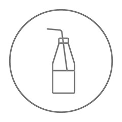 Image showing Glass bottle with drinking straw line icon.