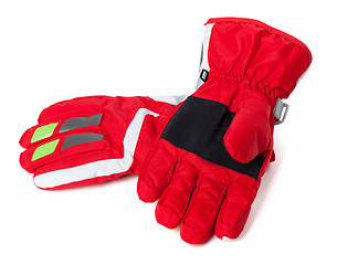 Image showing Red winter ski gloves