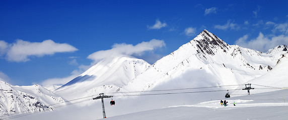 Image showing Panoramic view of ski resort at nice sun day