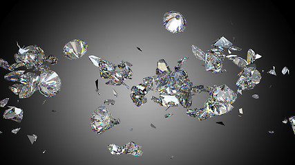 Image showing Shattered and cracked diamond or gemstones 