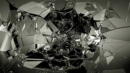 Image showing Glass breaking and shatter on black