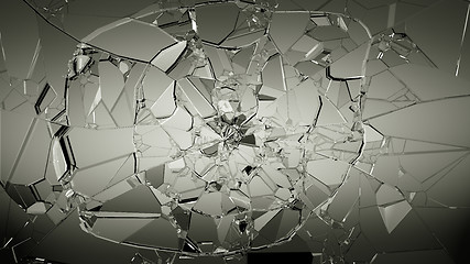 Image showing Splitted or cracked glass on black