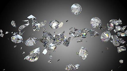 Image showing Broken and cracked diamonds or gemstones 