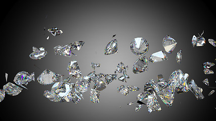 Image showing Broken and shattered diamonds or gemstones 