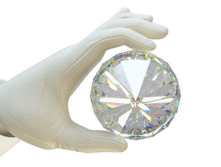 Image showing Hand in white glove holding huge gemstone