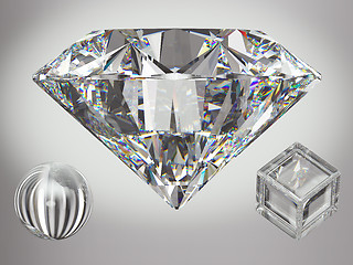 Image showing Large diamond with sparkles on gradient gray