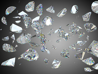 Image showing Broken and shattered large diamonds or gemstones