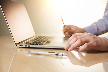 Image showing The hands on the keyboard