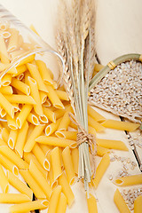 Image showing Italian pasta penne with wheat