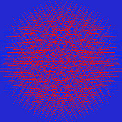 Image showing red design on blue
