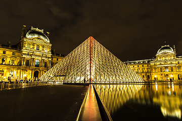 Image showing The Louvre at night in Paris