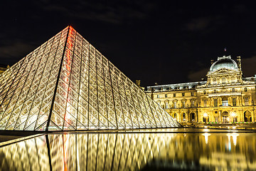 Image showing The Louvre at night in Paris