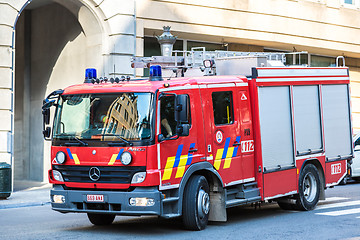Image showing Red fire truck in Brussel