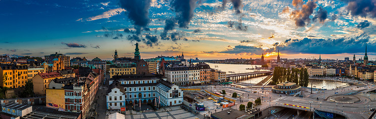 Image showing Scenic summer night panorama of  Stockholm, Sweden