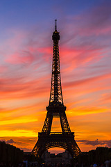 Image showing Eiffel Tower at sunset in Paris