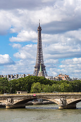Image showing Seine and Eiffel tower  in Paris