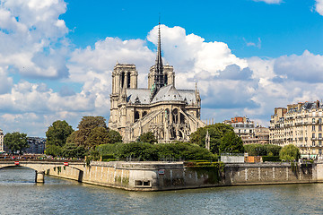 Image showing Seine and Notre Dame de Paris