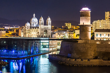 Image showing Saint Jean Castle and Cathedral de la Major  in Marseille