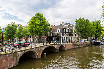 Image showing Amsterdam canals and  boats, Holland, Netherlands.