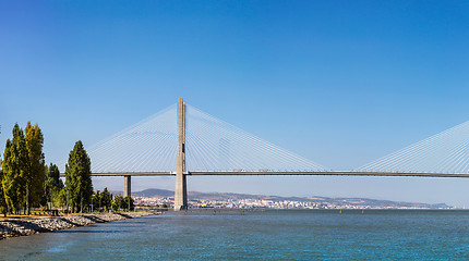 Image showing Vasco da Gama Bridge in Lisbon