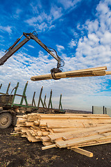 Image showing Edging board in stacks