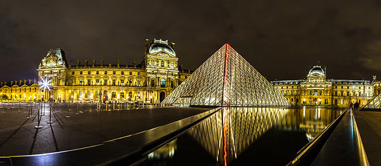 Image showing The Louvre at night in Paris