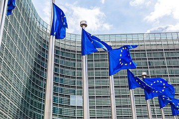 Image showing European flags  in Brussels