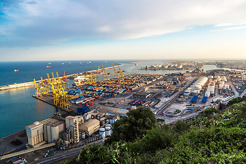 Image showing Panoramic view of the port in Barcelona