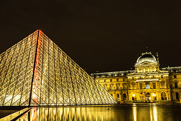 Image showing The Louvre at night in Paris