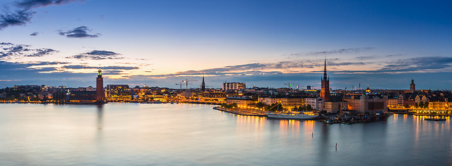 Image showing Scenic summer night panorama of  Stockholm, Sweden