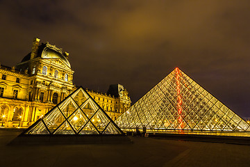 Image showing The Louvre at night in Paris