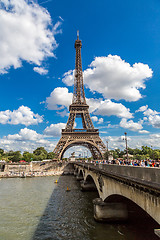 Image showing Seine and Eiffel tower  in Paris