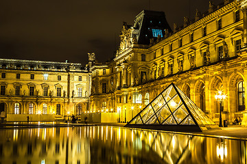 Image showing The Louvre at night in Paris