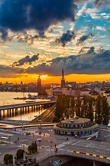 Image showing Scenic summer night panorama of  Stockholm, Sweden