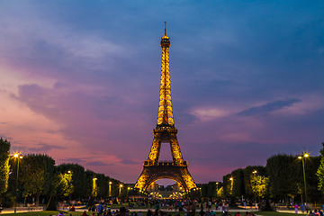 Image showing Eiffel Tower at sunset in Paris