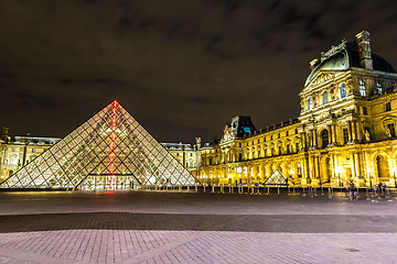 Image showing The Louvre at night in Paris