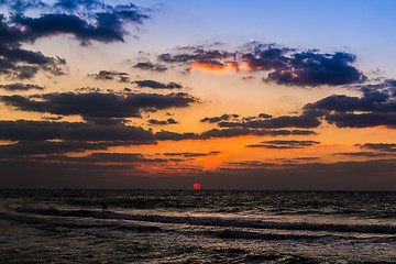 Image showing Dubai sea and beach, beautiful sunset at the beach