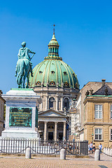 Image showing Castle Amalienborg with statue of Frederick V  in Copenhagen,