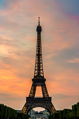 Image showing Eiffel Tower at sunset in Paris