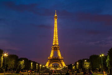 Image showing Eiffel Tower at sunset in Paris