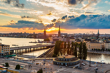 Image showing Scenic summer night panorama of  Stockholm, Sweden