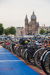 Image showing Parking for bikes in Amsterdam